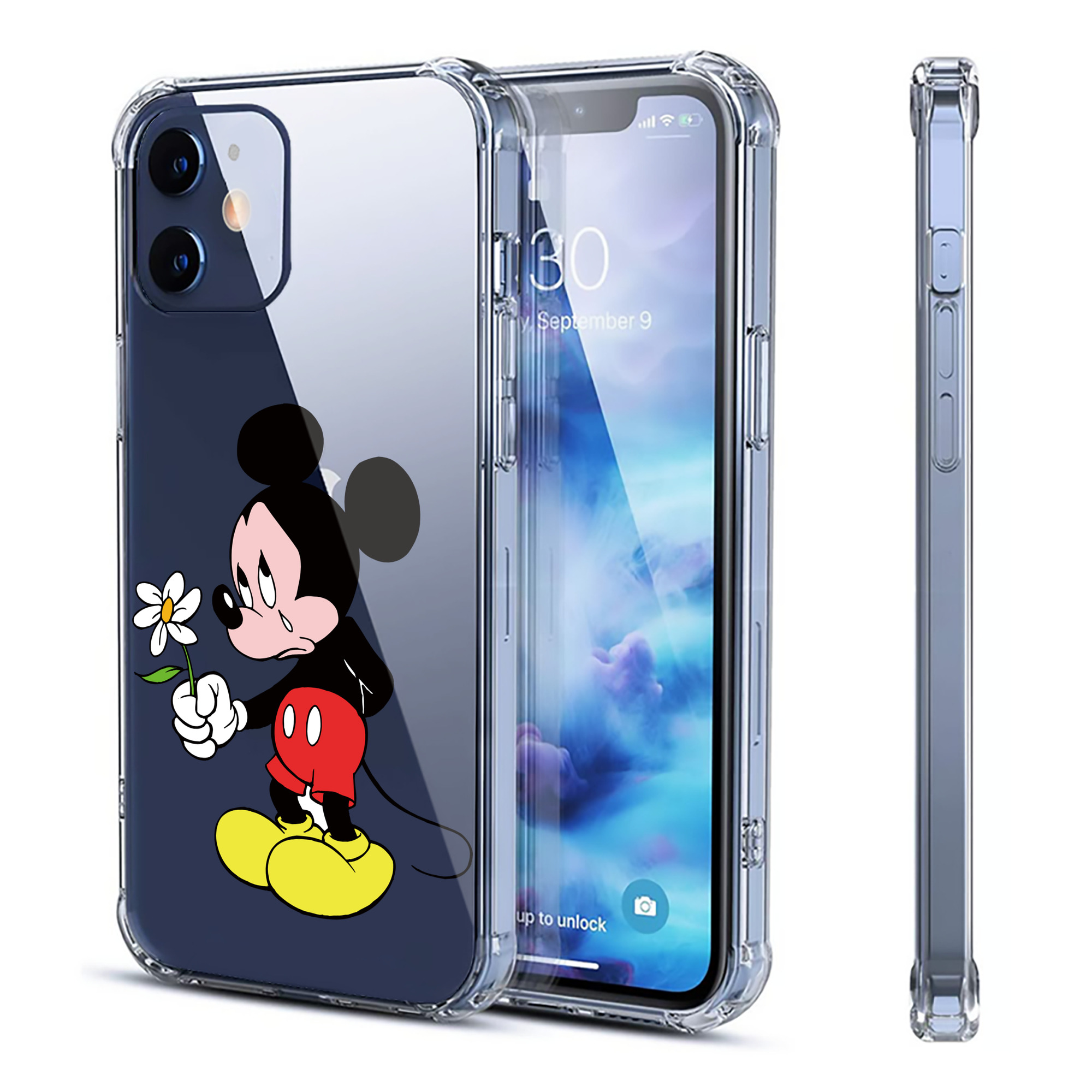 （画像用） ミッキーマウス Mickey Mouse 【iPhone 12シリーズ対応】透明スマホケース（クリアソフトケース）